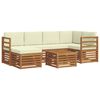 vidaXL Комплекти дивани 7 pcs Натурален и Крема Солидно акациево дърво
