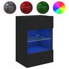vidaXL Стенен ТВ шкаф с LED осветление, черен, 40x30x60,5 см