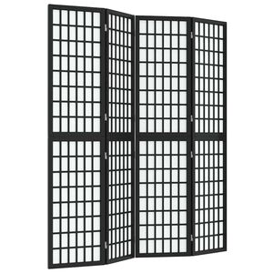 vidaXL Параван за стая, 4 панела, японски стил, 160х170 cм, черен