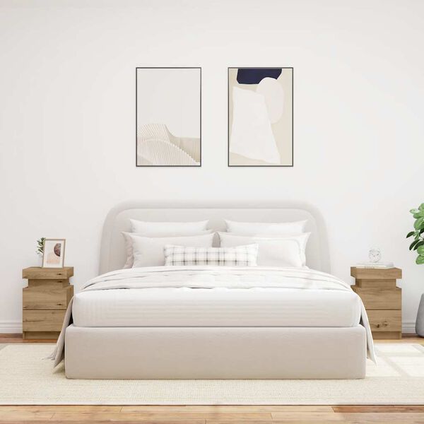 vidaXL Нощни шкафчета с LED 2 бр, 35x39x55 см, инженерно дърво