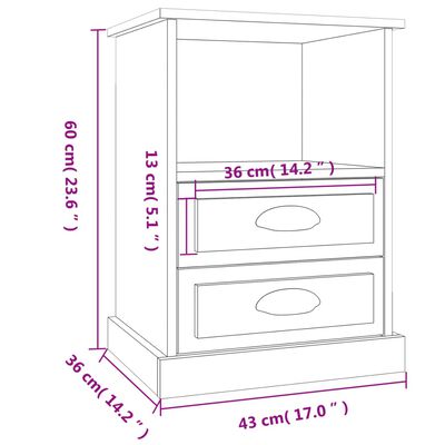 vidaXL Нощни шкафчета, 2 бр, опушен дъб, 43x36x60 см