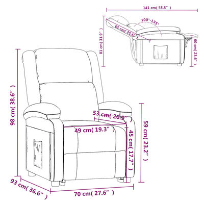 vidaXL Реклайнер стол, кафяв, естествена кожа