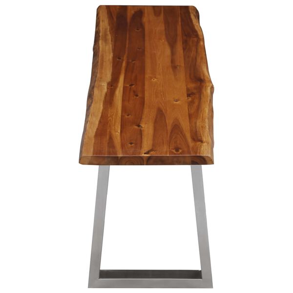 vidaXL Пейка, 140 cм, акация масив и неръждаема стомана