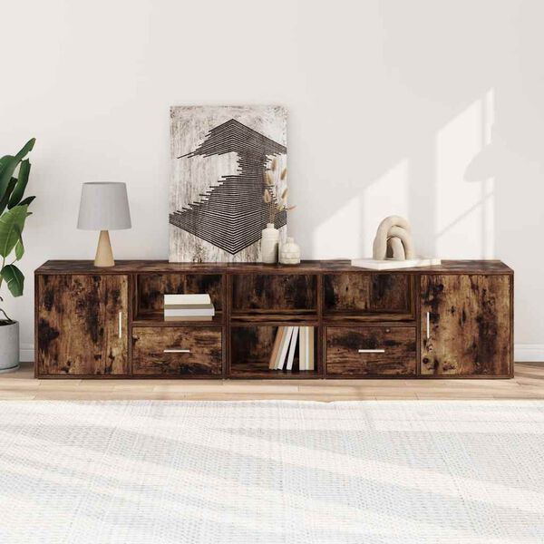 vidaXL Ъглов шкаф, опушен дъб, 200x40x45 см, инженерно дърво