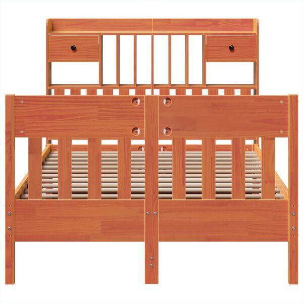 vidaXL Рамка за легло без матрак, восъчнокафяво, 135x190 см, бор масив