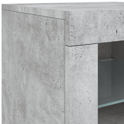 vidaXL Странични шкафчета с LED, 2 бр, бетонно сиво, инженерно дърво