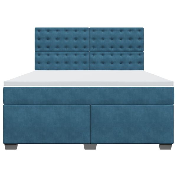 vidaXL Боксспринг легло с матрак, синьо, 180x200 см, кадифе
