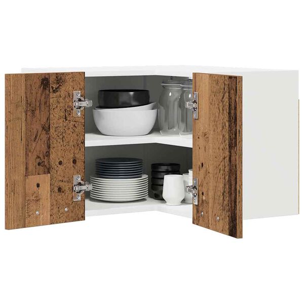 vidaXL Висящ шкаф Стара дървесина и бяло 57 x 57 x 40 см