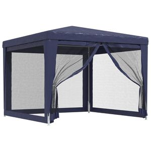 vidaXL Парти палатка с 4 мрежести странични стени, синя, 3x3 м, HDPE
