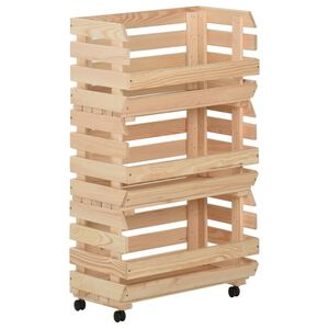 vidaXL Количка за зеленчуци, 37x30x80 см, борово дърво масив