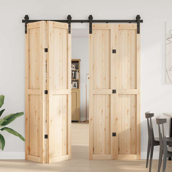 vidaXL Комплект механизъм за плъзгаща врата, 183 см, стомана, черен