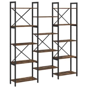 vidaXL Рафт за книги 156 x 25 x 167 см Инженерна дървесина Опушен дъб
