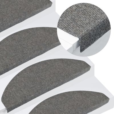 vidaXL Самозалепващи стелки за стъпала, 15 бр, 65x22,5x3,5 см, сиви