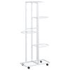 vidaXL 5-етажна стойка за цветя с колелца 44x23x100 см, бяло желязо