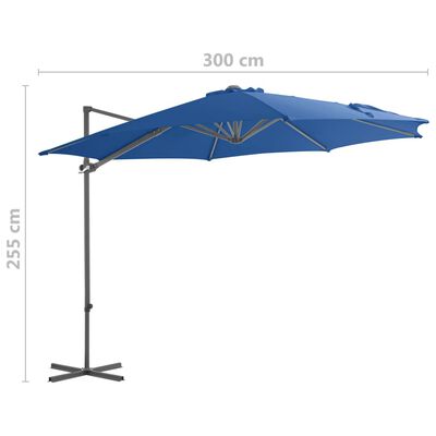 vidaXL Градински чадър чупещо рамо и стоманен прът лазурносин 300 см