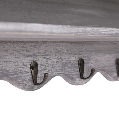 vidaXL Стенна закачалка за палта, сива, 50x10x30 см, дърво
