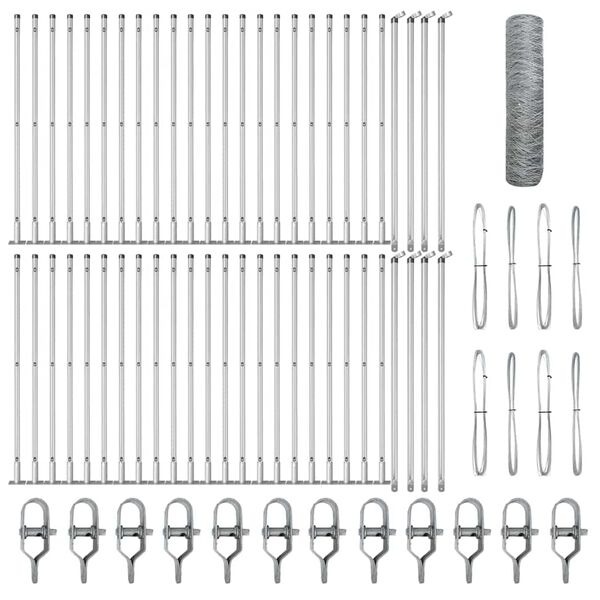 vidaXL Стълб за ограда. Сребрист 100 x 0,6 м (50 мм мрежа) Стомана