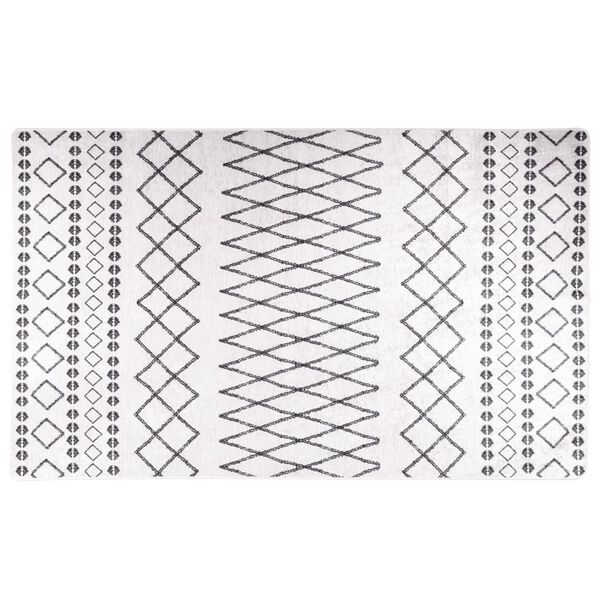 vidaXL Перящ се килим, черно и бяло, 120x170 см, противоплъзгащ