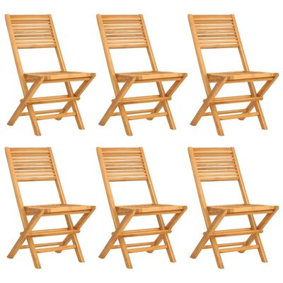 vidaXL Сгъваеми градински столове, 6 бр, 47x62x90 см, тик масив