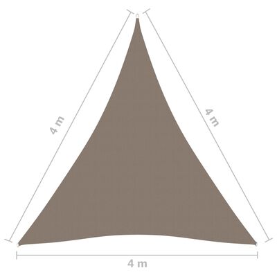 vidaXL Платно-сенник, Оксфорд плат, триъгълно, 4x4x4 м, таупе