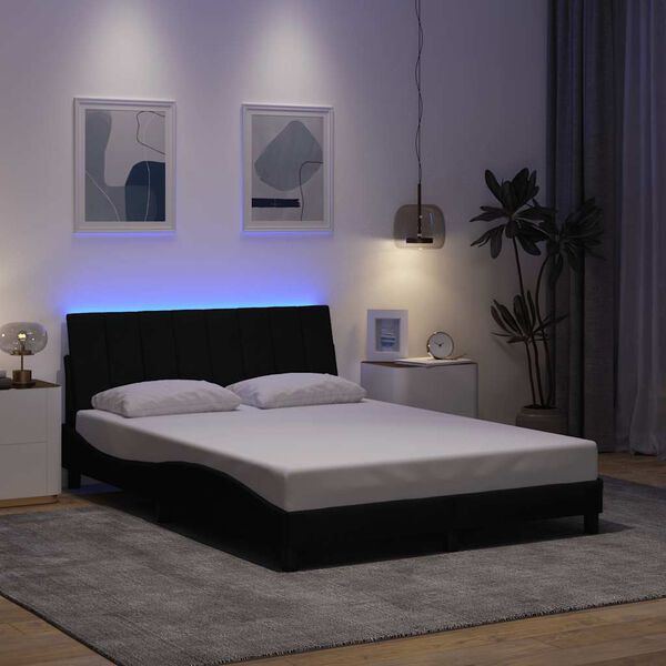 vidaXL Рамка за легло без матрак Hanko, черна, 140x190 см плат