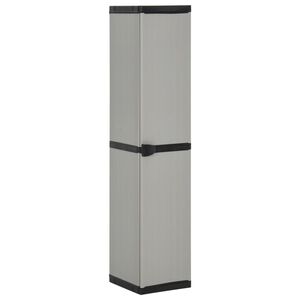vidaXL Градински шкаф за съхранение с 3 рафта сиво-черен 34x40x168 см