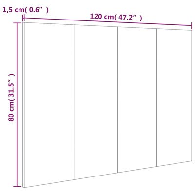 vidaXL Табла за легло, бял гланц, 120x1,5x80 см, инженерна дървесина