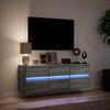 vidaXL Стенен ТВ шкаф с LED осветление, сив сонома, 130x31x45 см