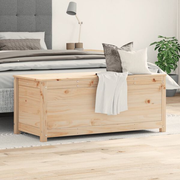 vidaXL Кутия за съхранение, 110x50x45,5 см, борово дърво масив