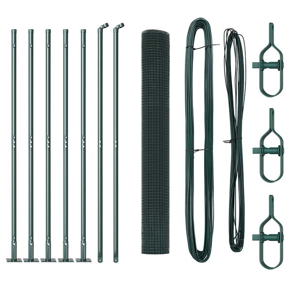 vidaXL Стълб за ограда. Зелен 10 x 1 м (25 x 25 мм мрежа) Стомана