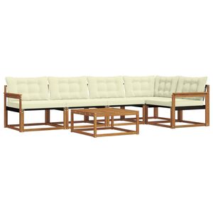 vidaXL Комплект дивани за открито 6 pcs Натурален и Крема