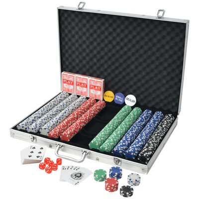 vidaXL Покер комплект с 1000 чипа, алуминий