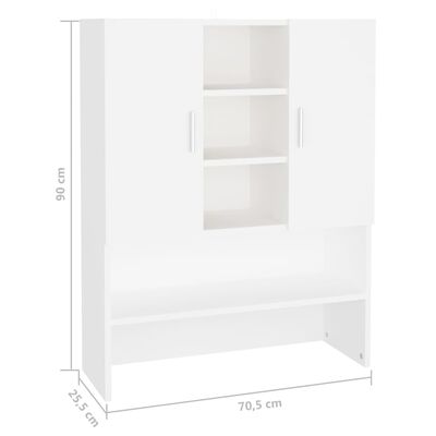 vidaXL Шкаф за пералня, бял, 70,5x25,5x90 см
