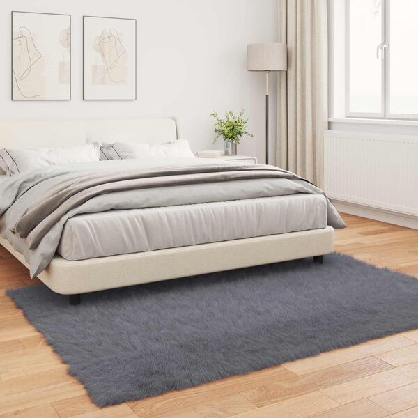 vidaXL Изкуствен овчи килим Tafalla Антрацит 160 x 230 cm Полиестер