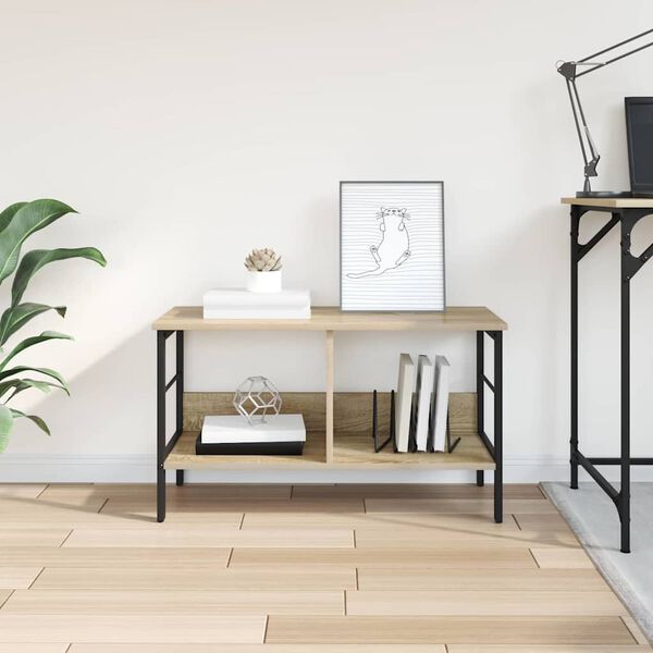 vidaXL Рафт за книги Сонома дъб 82 x 32 x 47 см Инженерно дърво