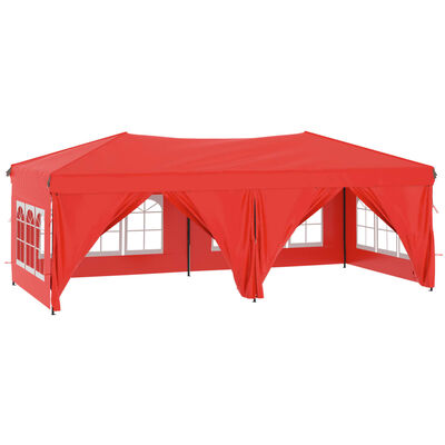 vidaXL Сгъваема парти шатра със странични стени, червена, 3x6 м