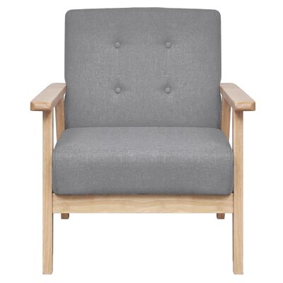 vidaXL Комплект диван и кресло, 2 части, плат, светлосиви