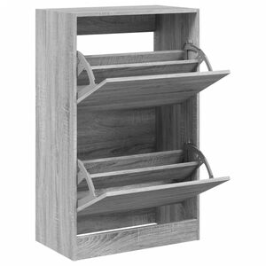vidaXL Шкаф за обувки, сив сонома, 60x34x96,5 см, инженерно дърво