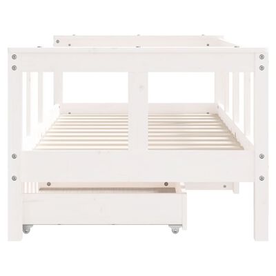 vidaXL Рамка за детско легло с чекмеджета, бяла, 70x140 см, бор масив