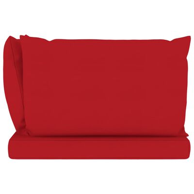vidaXL Градински 3-местен диван от палети с червени възглавници бор