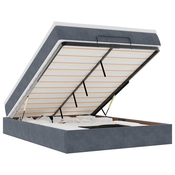 vidaXL Османско легло с матрак Тъмно сиво 140x200cm кадифе