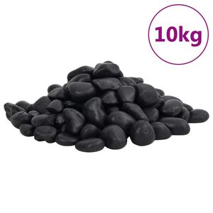 vidaXL Полирани камъчета 10 кг черни 2-5 см