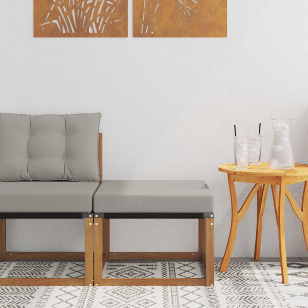 vidaXL Външна табуретка Масивна акациева дървесина и текстилен плат