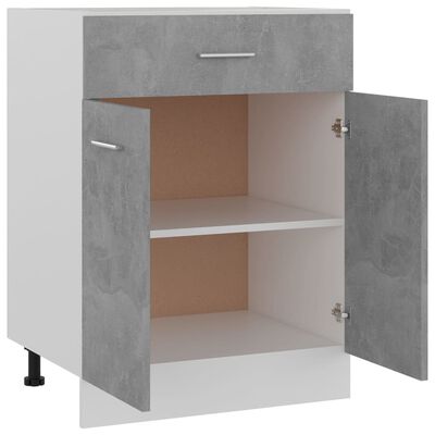 vidaXL Долен шкаф с чекмедже, бетонно сив, 60x46x81,5 см, ПДЧ