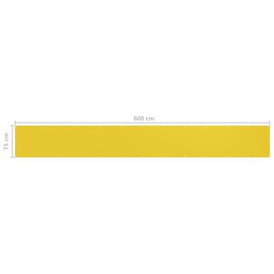 vidaXL Балконски параван, жълт, 75x600 см, HDPE