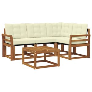 vidaXL Комплект дивани за открито 5 pcs Натурален и Крема