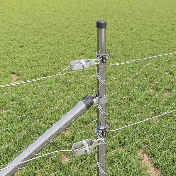 vidaXL Стълб за ограда. Сребрист 25 x 0,4 м (50 мм мрежа) Стомана