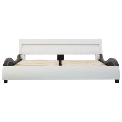 vidaXL Рамка за легло с LED, бяло и черно, изкуствена кожа, 160x200 cм