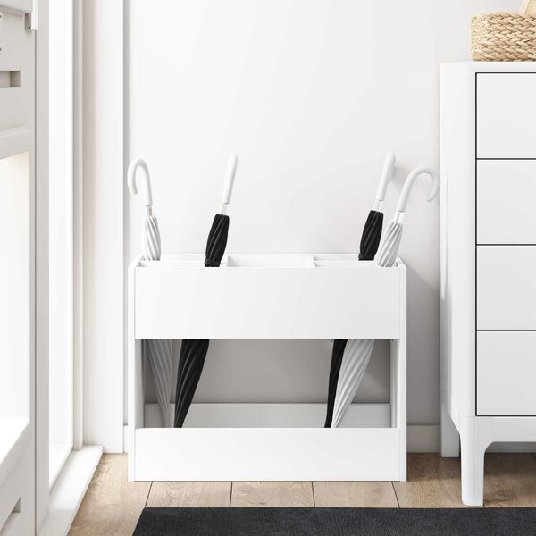 vidaXL Стойка за чадър Бяло 65 x 24 x 50 см Инженерно дърво