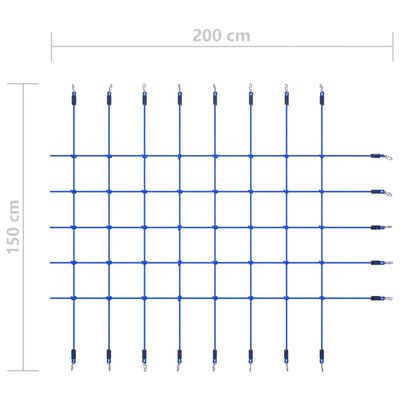 vidaXL Мрежа за катерене, 200x150 см, синя